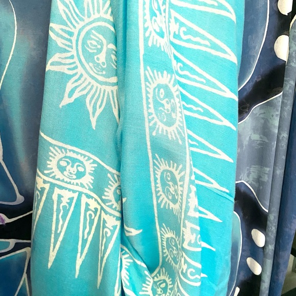 2 Rayon Sarong, Table Cover, Curtain, Shawl with Tassels! Colorful, Soft, NEW! - Picture 5 of 8
